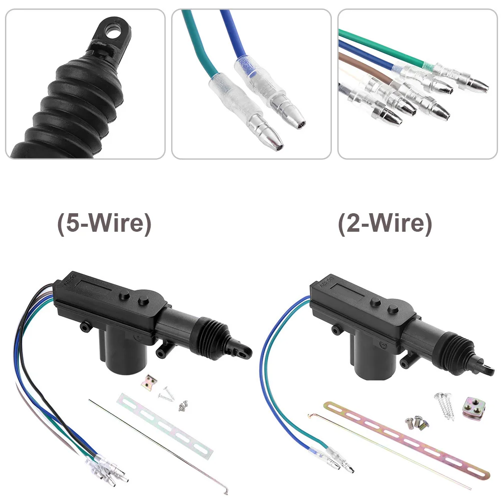 2/5 Wire Universal Car Electric Remote Central Door Lock Actuator Auto 12V Heavy-Duty Power Locking System Single Gun Type Kit