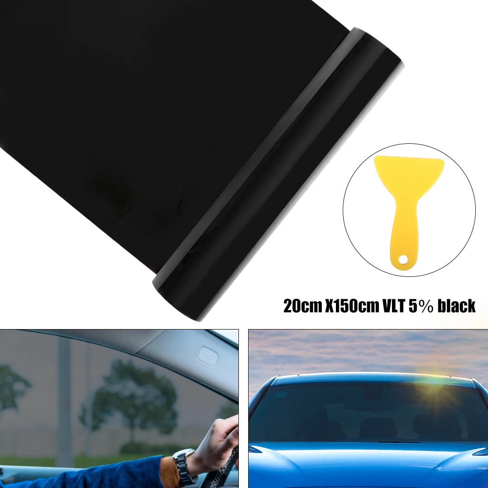 20cm X150cm Solar Film for Car Windscreen Tinted In Black Clear Solar Film Anti-UV Sun Shade Solar Protection Car Accessories