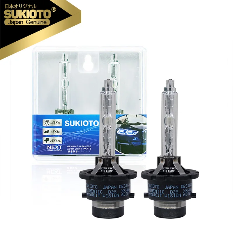 2PCS SUKIOTO JAPAN DESIGN AUTHENTIC D2S D2R D4S D4R Xenon HID Bulb Car HeadLight Replacement 4300K 6000K 8000K OEM Headlamp Bulb