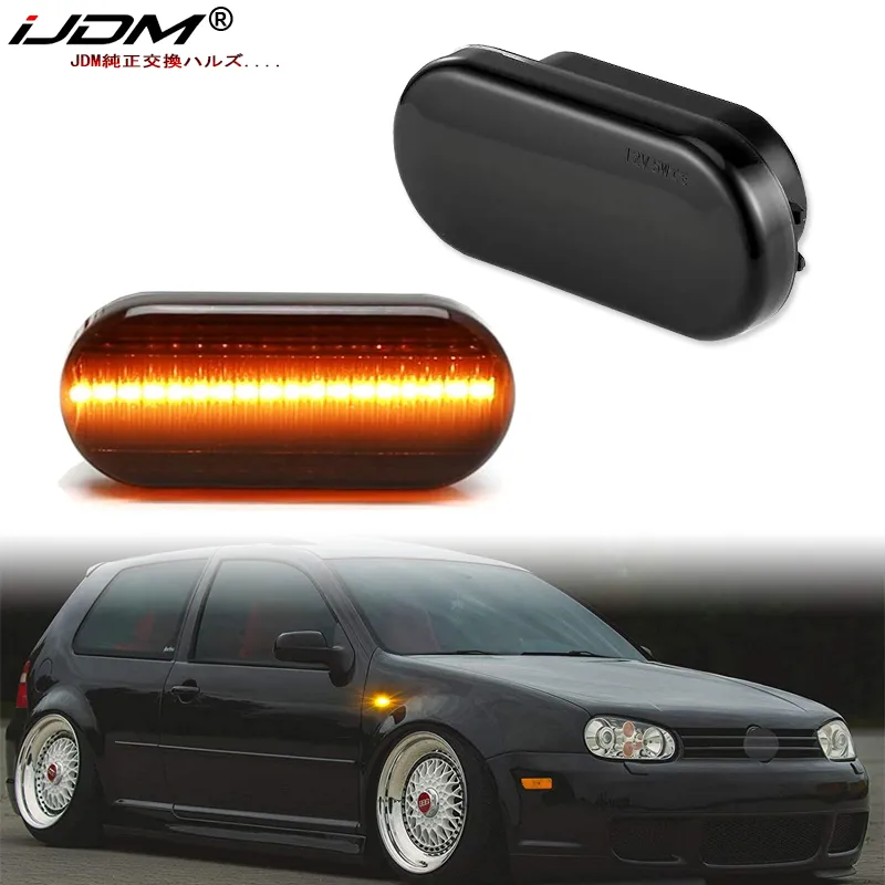 2pcs Euro Style Smoked Lens Amber LED Side Marker Lights For Volkswagen MK4 Golf Jetta Bora B5/B5.5 Passat or Beetle and GTI R32