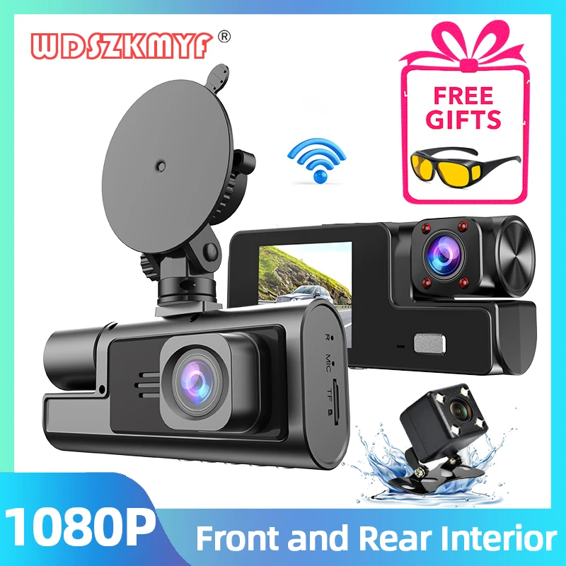 3 Cameras Dash Cam for Cars DVR Portable 1080P Video Recorder WIFI Rear View Camera for Vehicle Car Assecories Free Glasses