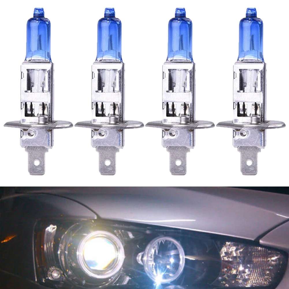 4Pcs Car Headlight Bulbs Car Lights H1 Halogen Headlight White Light Lamp High/Low Beam 12V 6000K Bulb 55W Car Lights Parts
