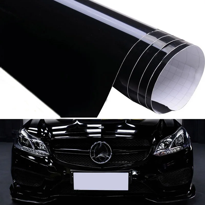 Car Sticker Glossy Black Vinyl Wrap Film Gloss Black Self Adhesive Vinyl Sticker Bubble Free Exterior Parts