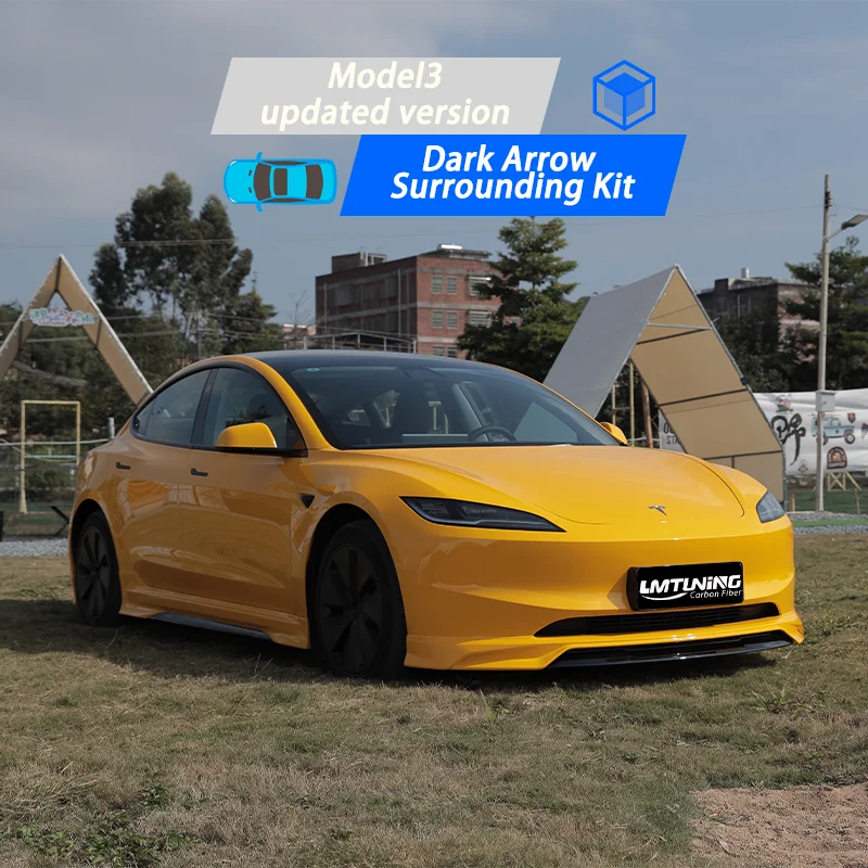 For Tesla 2024 Model3 highland Body Kit Carbon fiber pattern Rear Diffuser Spoiler Front Bumper Lip Side Skirt Refit Accessories