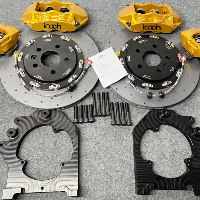 ICOOH GT4 Font Brake Caliper with Ceramics Disc Hand Electronic Handbrake Caliper Rear 10 Pot Brake Kits for Toyota Prius 2013