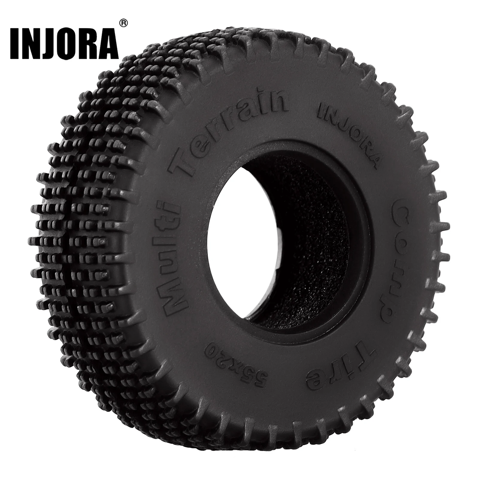 INJORA Comp Pins Multi Terrains 1.0 Wheel Tires 55*20mm for 1/18 1/24 RC Car Axial SCX24 TRX4M AX24 Upgrade (T1013)