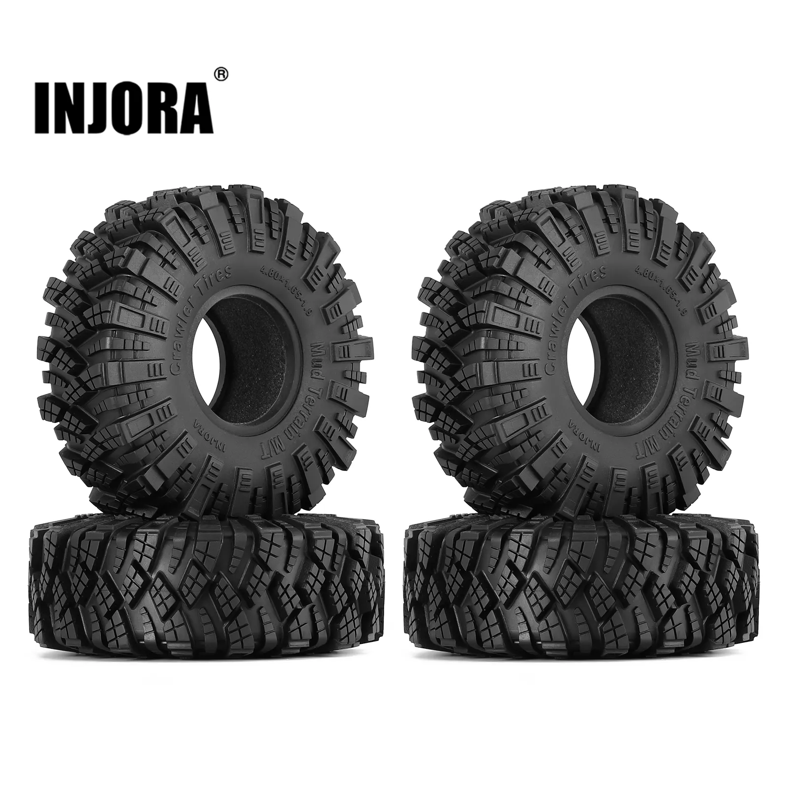 INJORA Kraken Claw 122*42MM Mud Terrain 1.9″ Wheel Tires for 1/10 RC Crawler Car Axial SCX10 Pro Capra UTB18 TRX4 Redcat (T1912)
