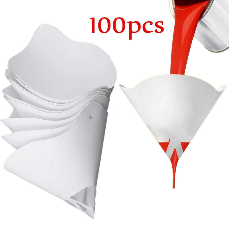 Paint Filter Paper 10×19 cm 100 Microns Car Paint Spray Mesh Paper Filter Funnel Strainer Disposable Conical Straining Funnel
