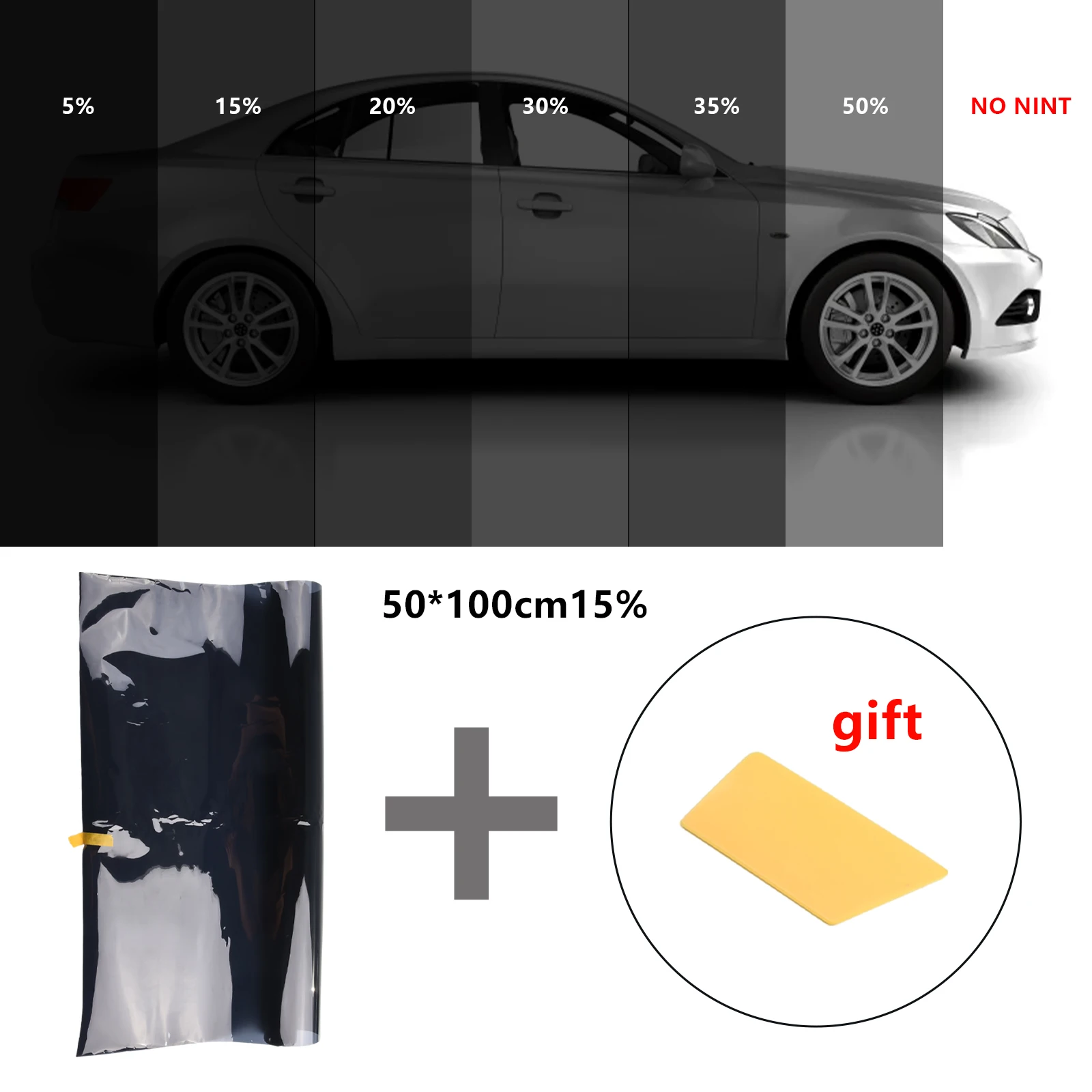 Pratical Accessories Durable Parts Window Tint Film PET DARK SMOKE DTY FILM Scratch Resistant W/ 1*Scraper 15% VLT