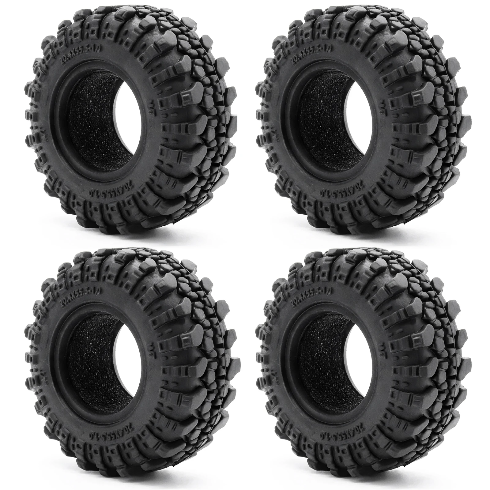 RCXAZ 1.0″ Soft Rubber Wheel Tires 52*20mm Rock Terrain for 1/24 RC Crawler Car Axial SCX24 90081 AXI00001 AXI00002