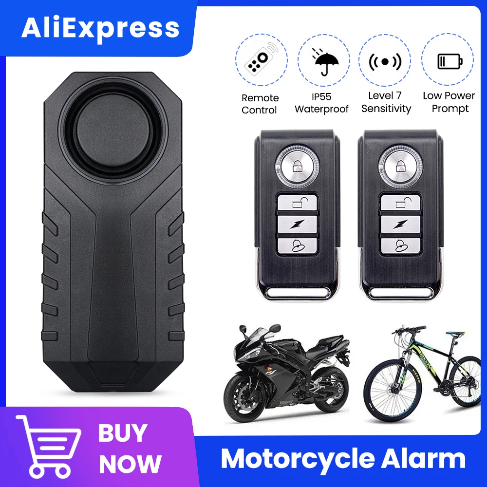 Waterproof Remote Control Bike Motorcycle Electric Car Vehicle Security Anti Lost Remind 113DB Vibration Warning Alarm Sensor