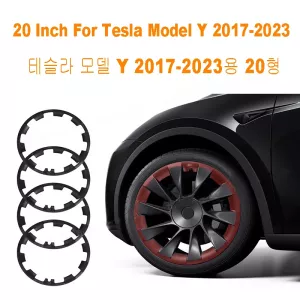 20 Inch For Tesla Model Y 2017-2023 4Pcs Vehicle Wheel Rims Edge Protector Ring Tire Guard Strip Wheel Hub Covers Accessories