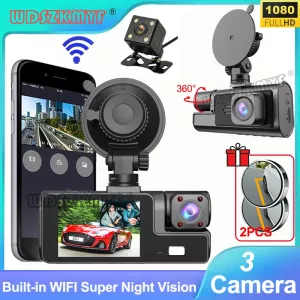 3Channel Dash Cam for Cars Inside Car DVR WiFi Camera for Vehicle 1080P Video Recorder Black Box Rear View Camera Car Assecories
