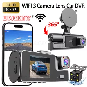 Car DVR 3 Channel 1080P Dash Cam for Cars WIFI Video Recorder 2Inch Rear View Camera for Vehicle Black Box Car Assecories