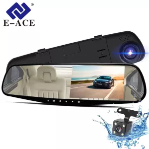E-ACE Car Dvr Mirror FHD 1080P Dash Camera 4.3 Inch DVRs Support Rearview Camera Video Recorder Camcorder Auto Registrar Dashcam