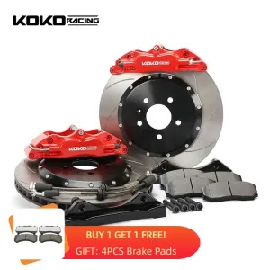 KOKO Racing OEM 4 Pots Brake Caliper System Ceramic Brake Pads Rotor Disc Kit for Ford Focus St 225 Mk2，Professional Car Tuning