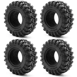 RCXAZ 1.0" Soft Rubber Wheel Tires 52*20mm Rock Terrain for 1/24 RC Crawler Car Axial SCX24 90081 AXI00001 AXI00002