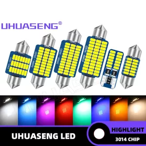 UHUASENG T10 W5W BA9S T4W Festoon Reading Car Interior Bulb C5W C10W Dome 28 31 36 39 41 MM License Plate Signal Lamp Led Light